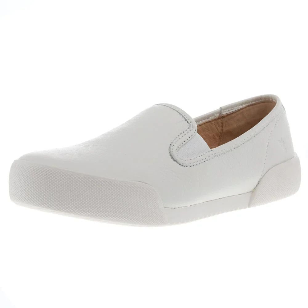New Frye Mia White Tumbled Leather Slip on Shoe Sneaker Size 10